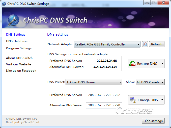 ޸лDNSַ(ChrisPC DNS Switch)