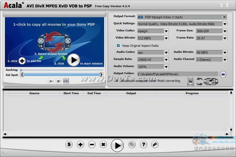 Acala AVI DivX MPEG XviD VOB to PSP