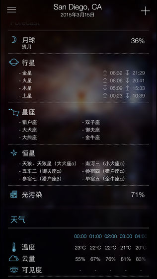 Sky Live - 观星预报, 天空指南