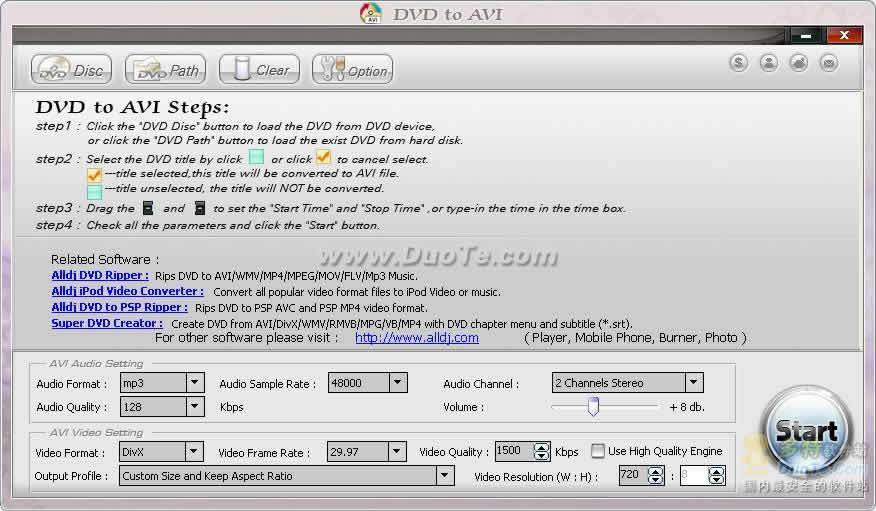 Alldj DVD To AVI converter