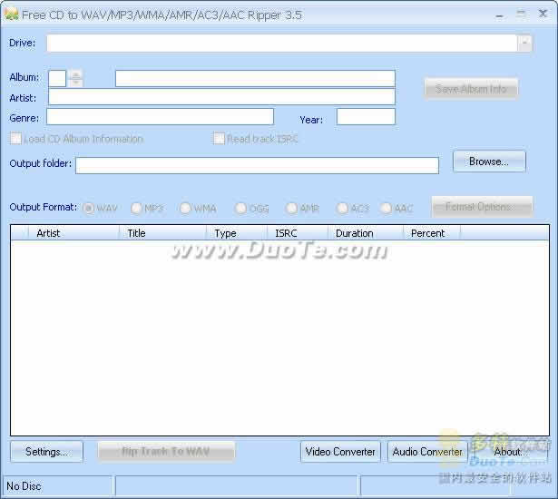 Free CD to WAV MP3 WMA AMR AC3 AAC Ripper