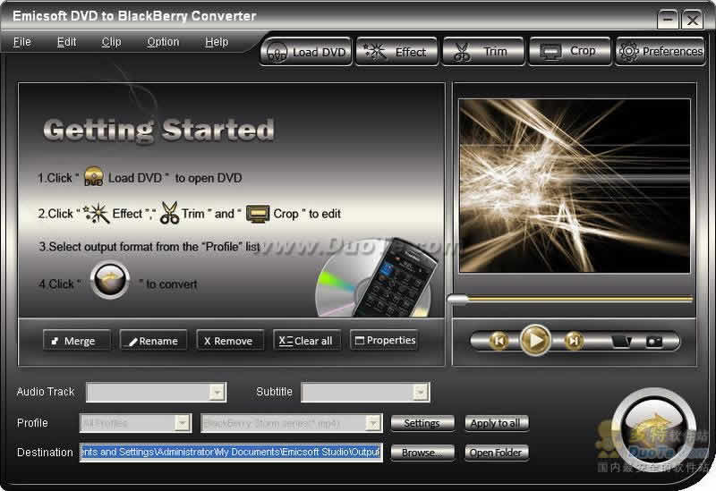 Emicsoft DVD to BlackBerry Converter