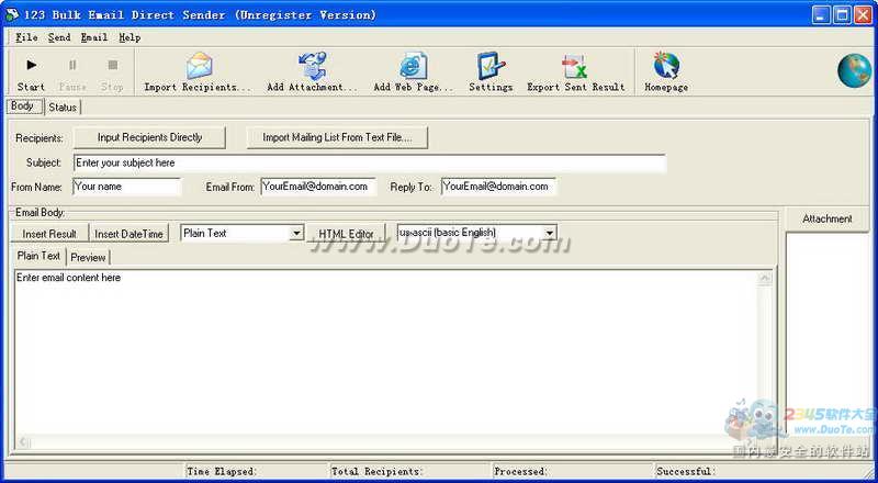 123 Bulk Email Direct Sender