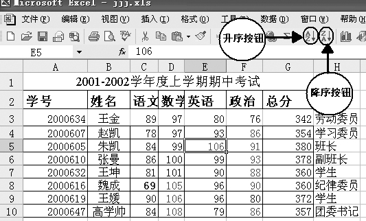 Excel排序的三种方法