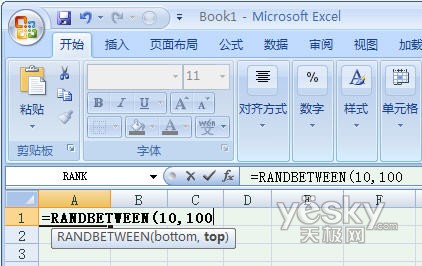 Excel2007Ԫôݡ=RandBetwween(10,100)&rdquoš