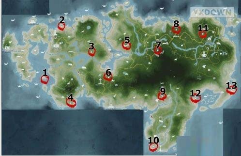 孤岛惊魂3记忆卡位置分布图