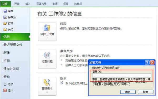 excel2010文档怎么加密